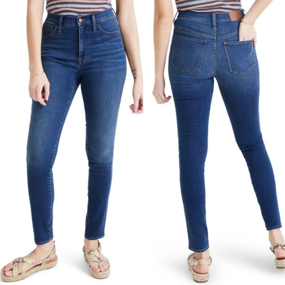 MADEWELL Stretchy Dark Denim Sz 25 Mid Rise Skinny ROADTRIPPER Blue Jeans